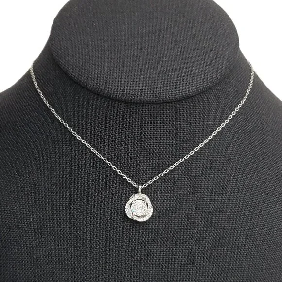 925 Sterling Silver Womens Round 2ct Diamond Pendant Necklace Ladies New Jewelry - Picture 2 of 8